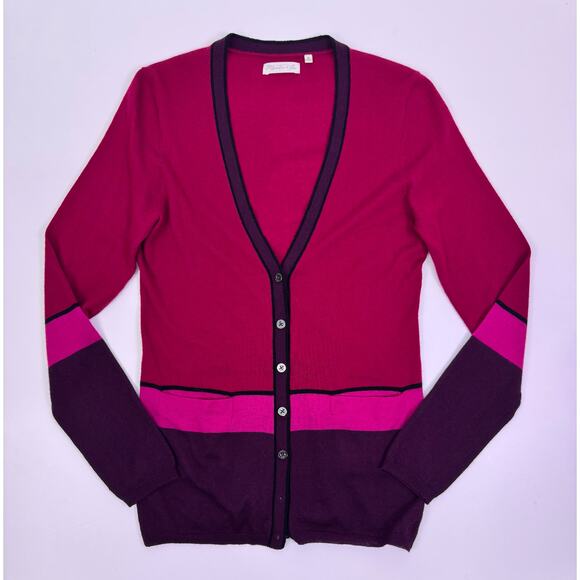 Martin + Osa 100% Cashmere Sweater Warm­tone Striped Cardigan Size M - Picture 4 of 9